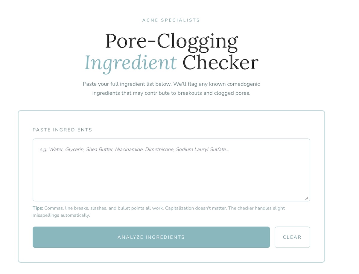 acne pore clogging checker