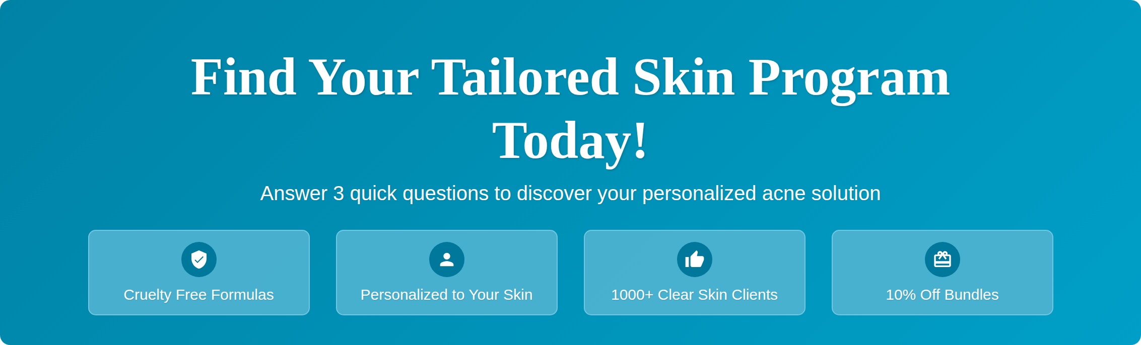 acne skin quiz 10% off bundles